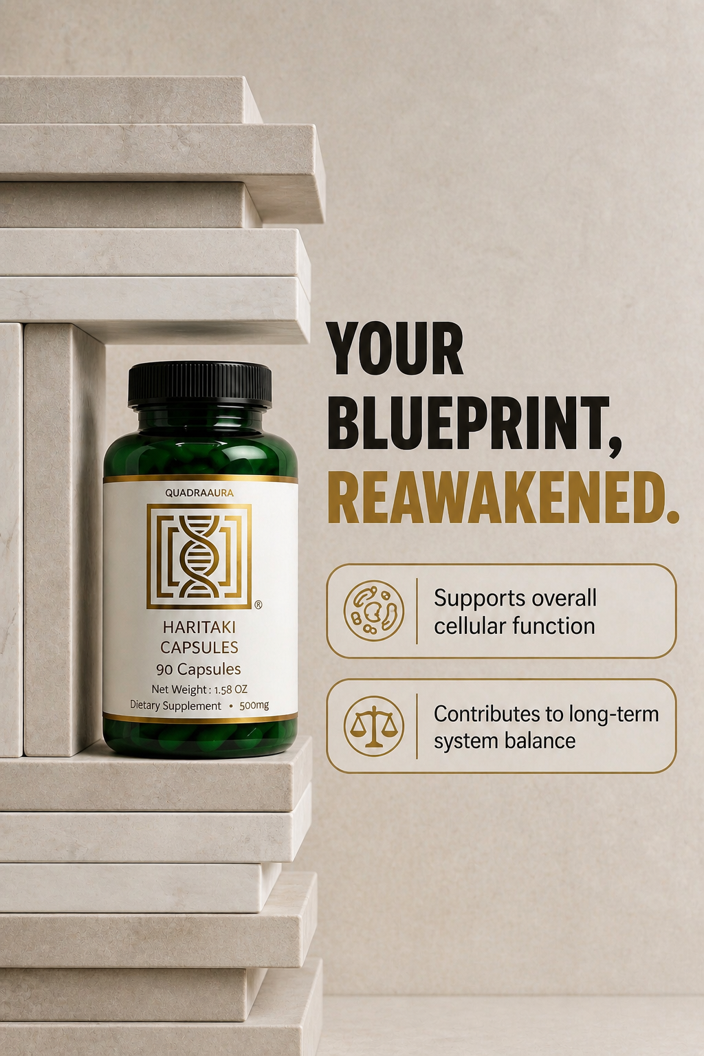 QUADRAAURA Haritaki, 90 Capsules